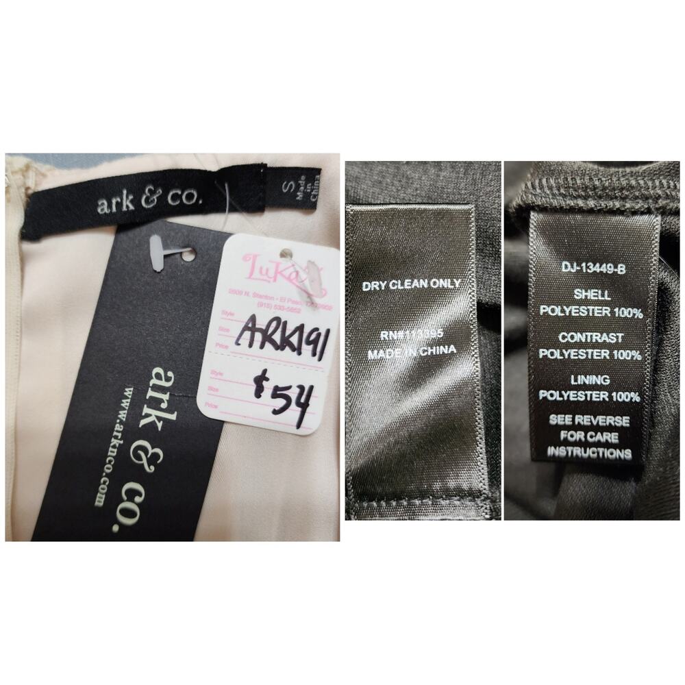 NWT Ark & Co Cream Black Pockets Straps Bodycon Cocktail Dress, Small - Picture 6 of 8